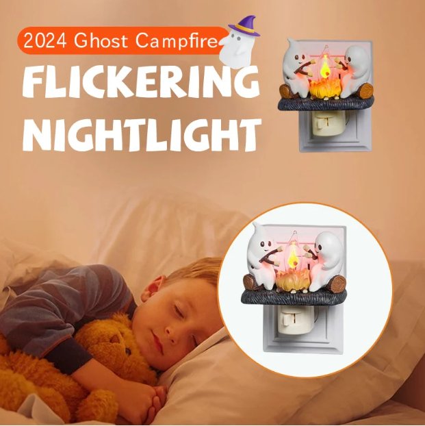 Transform Your Space with AmbientLight™ Ghost Campfire Flickering Nightlight - Halloween Sale 🎃✨ Cozy, spooky atmosphere for Halloween nights!