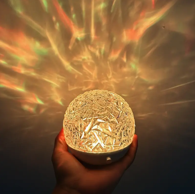 Golden Ripple Glow Lamp Cube with vibrant RGB lighting, showcasing a unique geometric design and a warm, ambient glow perfect for any modern decor.