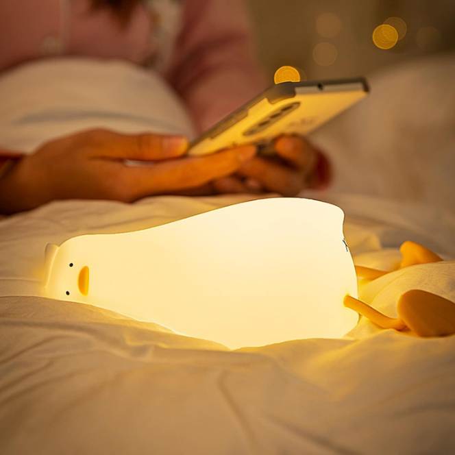 Adorable lying flat duck night light perfect for bedtime comfort