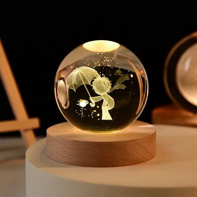 Night light with 3D laser technology engraved inside the crystal for a stunning display.