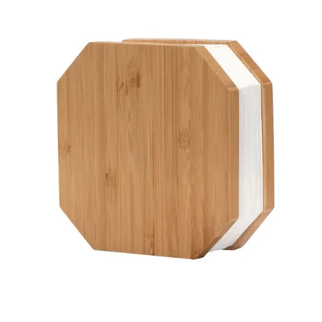 Durable ABS body of the foldable LED lamp with eco-friendly wood accents.