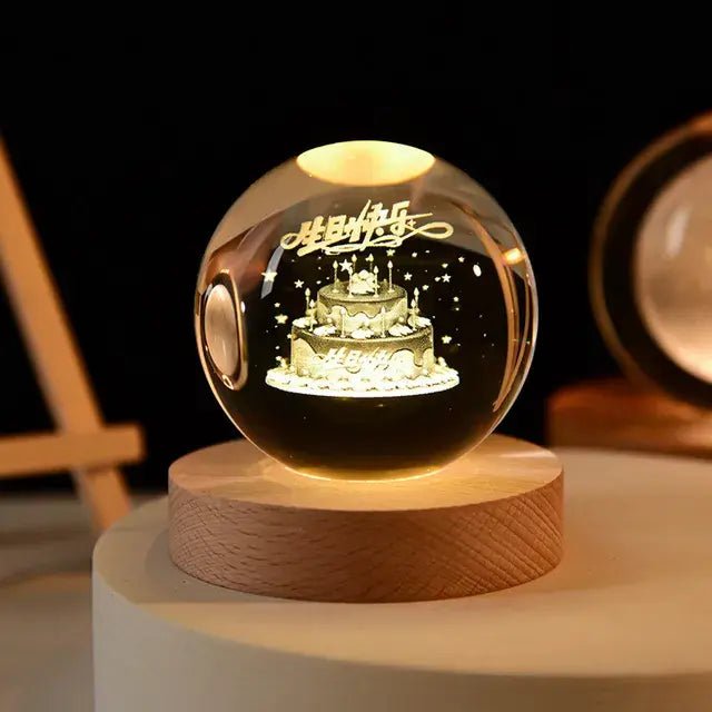 Personalized laser-engraved 3D crystal nightlight, ideal for gifting loved ones.