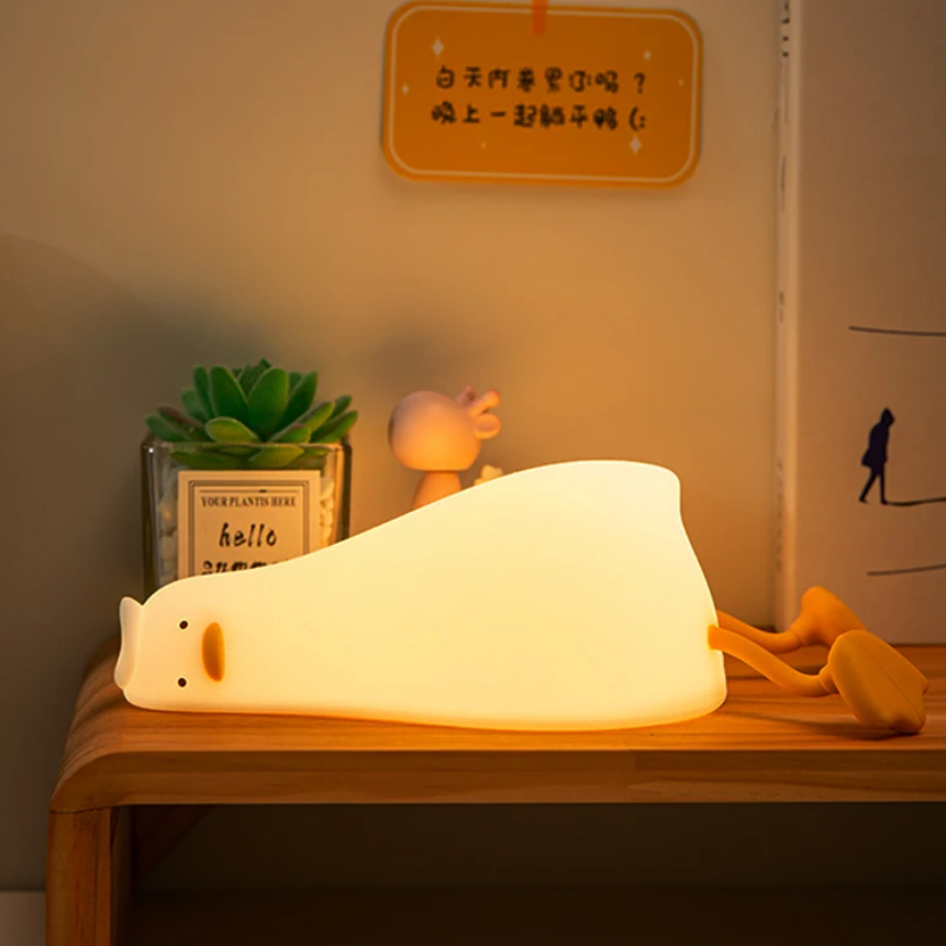 LED lying flat duck night light safe for toddlers and young children