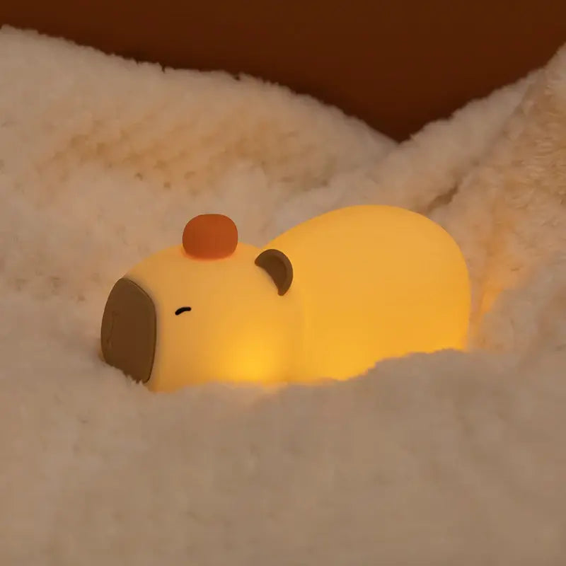 Soft capybara silicone night light for cozy lighting.